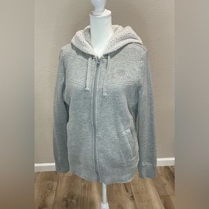 EUC THE NORTH FACE SHERPA LINED ZIP UP HOODED JACKET